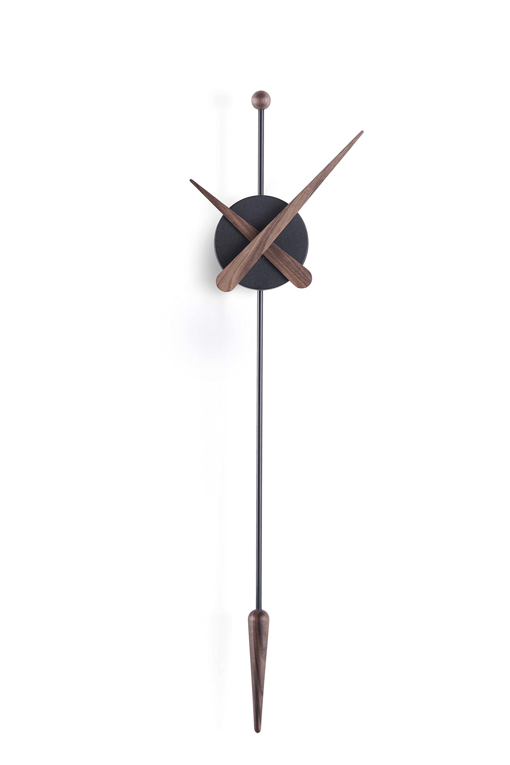 NOMON Design Wall Clock, ø28 x 63 cm Long, Tip, Black, Walnut, 63, Design