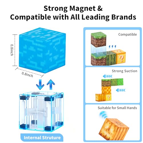 MEESHEEP 128PCS Magnetic Blocks - Waterfall, Build Exact Models Shown in Pictures | STEM Montessori Toys for Girls & Boys Age 3-10 | Inspiring Creativity, Imagination | Suprise Gifts for Kids