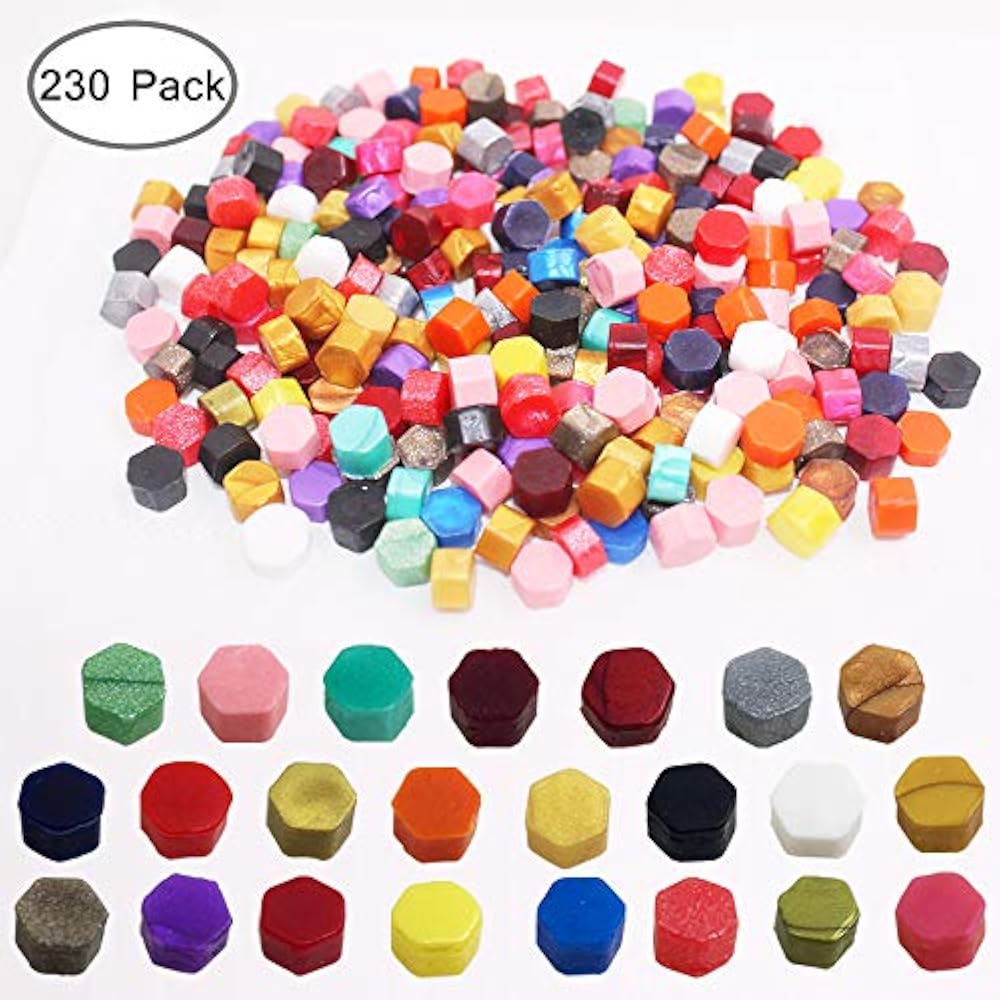 230 Pieces Adhesive Waxing Sealing Beads, YuCool Octagon Kit With Spoon