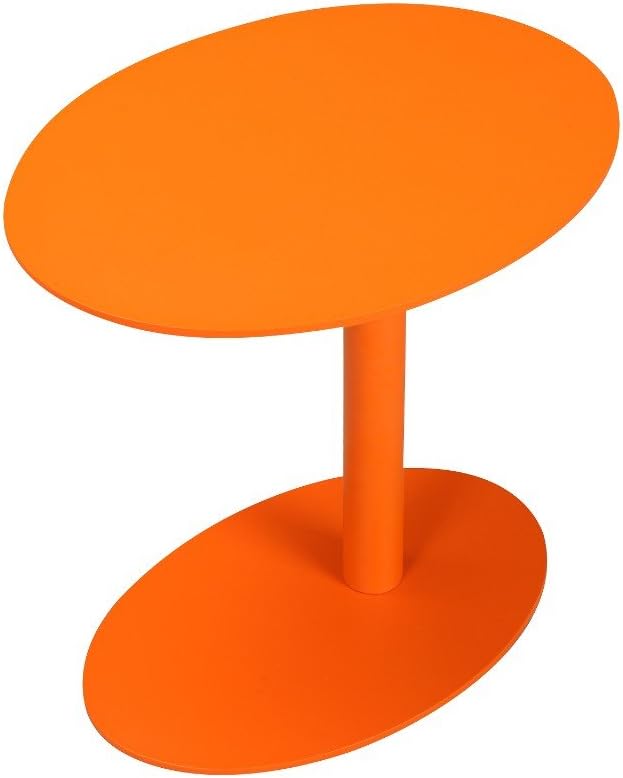 Amazon Com Benzara Modern Metal Outdoor Side Table With Oval Top And Base One Orange Furniture Decor