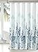 MangGou Fabric Shower Curtain,Japanese Style Flowers Shower Curtain Liner, Polyester Bathroom Curtain with 12 Hooks,Machine Washable,Teal & Blue,72 x 72 inch