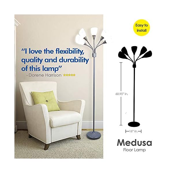 light accents medusa grey floor lamp with white acrylic shades