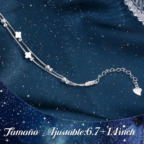 CheersLife Girls' Bracelets, Original Gifts for Women, Girls Gifts 8 13 14 15 16 17 18 Years, Clover Heart Bell Cats Bracelet for Sister Friend Daughter Niece – Birthday Christmas Valentine's Day