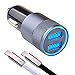 iPhone Car Charger - Car Charger iPhone 8/8 Plus - iPhone X Car Charger - Car Charger iPhone 7/7 Plus - Car Charger iPhone 6/6s Plus - 3.1A Dual Port USB two Lightning Cable Zinc Alloyed (black/white)
