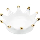 SOCOSY Royal Ceramic Crown Ring Holder Jewelry Stand Holder Trinket Tray Ring Dish For Earring Bracelet Keys Necklace Wedding Birthdays Xmas Gift