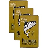 Ati Manel Canned Mackerel Fillets in Olive Oil | 3 x 125g Tinned Fish | 3-Pack of 125g Cans
