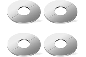 4Pcs Wall Split Flange, Self-Adhesive tape Round Escutcheon: Chrome Pipes Plate- Faucet Decoration Accessories, MAYYAYA Silver Stainless Steel Cover for Kitchen, Bathroom, Balcony Pipes (Hole 24mm)