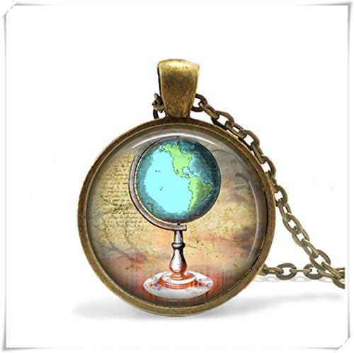 Science Necklace, Globe Pendant,Global Necklace