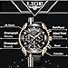 LIGE Watches for Men Sports Chronograph Waterproof Analog Quartz Watch with Black Leather Band Classic Casual Big Face Mens Wrist Watch Gold Black