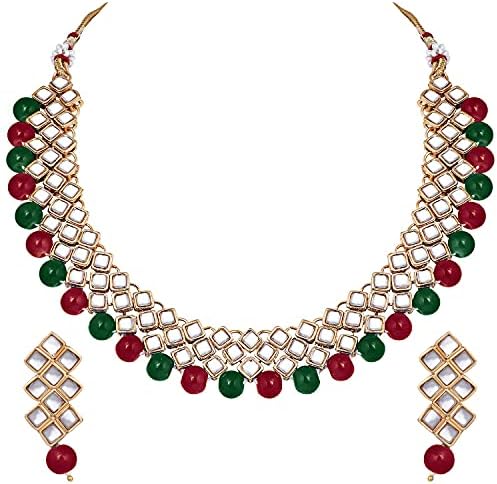Aheli Ethnic Kundan Pearl Fancy Bridal Choker Necklace Indian