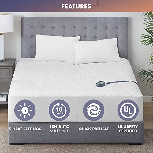 MP2 Plush Heated Mattress Pad Full Size Machine Washable Electric Bed