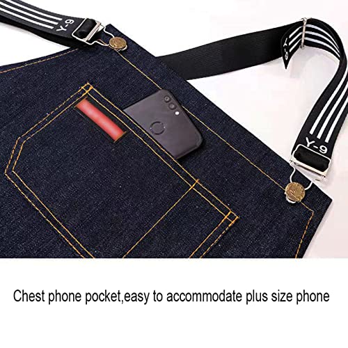 Gaf Nuncew Jean Apron with Pockets Adjustable Denim Kitchen Apron for Men Women Kitchen Garden Dining Room