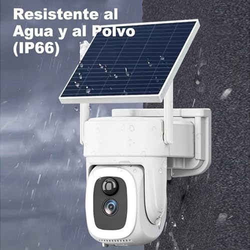 HJDWQN Solar Camara de Seguridad WiFi Exterior, 2.4G 4K HD Cámara para Exteriores Inalámbrica, Alimentado por Energía Solar, Cámara de Seguridad Solar con Visión Nocturna y Audio Bidireccional
