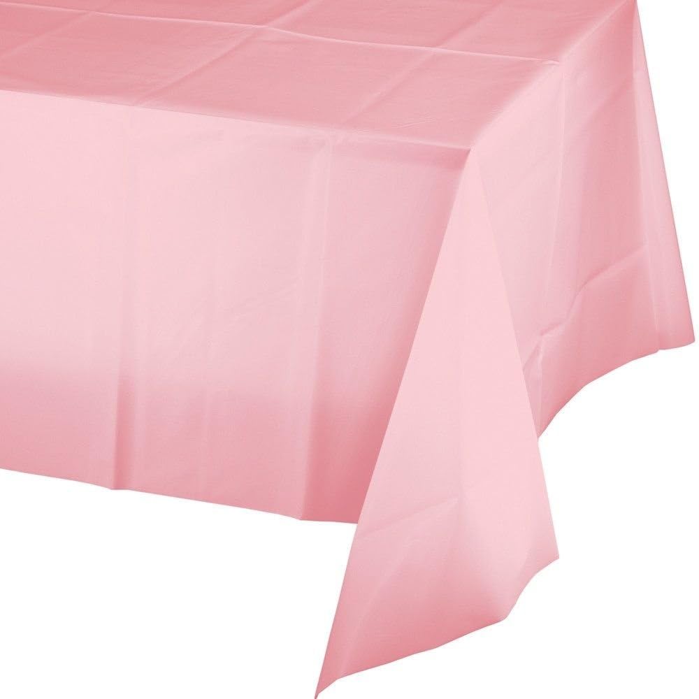 Mountclear 12-Pack Disposable Plastic Tablecloths 54" x 108" Rectangle Table Cover (Pink)