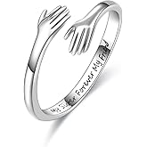 YMHOP Hug Ring Come to My Arms Sterling Silver Hugging Ring with Inspirational Words Ring Adjustable Size for Women