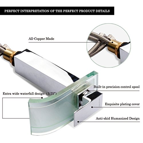 Bathroom Led Faucet Single Handle Mixer Tap, Water Powered (No Battery Required), 3 Color Changing Base On Temperature - Thumbnail 3