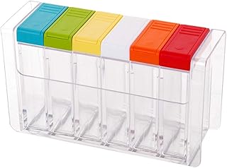 Kylewo Gewürz-Kartei 6 Gewürze,Kunststoff-Gewürz-Box Küchenbedarf Würzen Salz jar Gewürz Aufbewahrungsbox Würze Box
