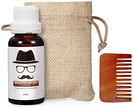 Lanthome's Grooming Kit 3 Pieces100% Natural Hair Beard Grow Oil Comb Gift Bag