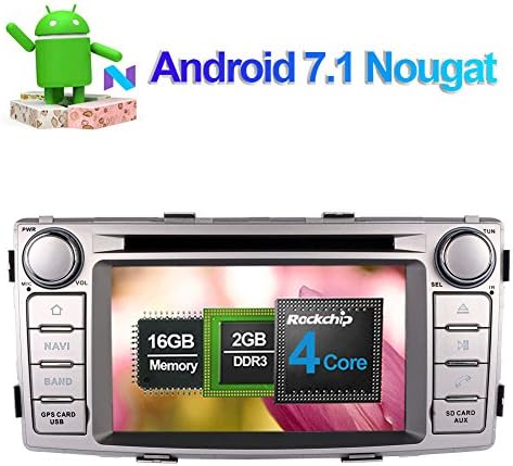 6.2 Inch Android 7.1 Quad Core Car Stereo CD DVD Player In Dash Car Radio Head Unit with Bluetooth GPS Navigation for Toyota Hilux 2012- Support FM AM Mirror Link WIFI/3G Video Output