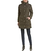 Cole Haan womens Mid Length Down Coat With Bib Front