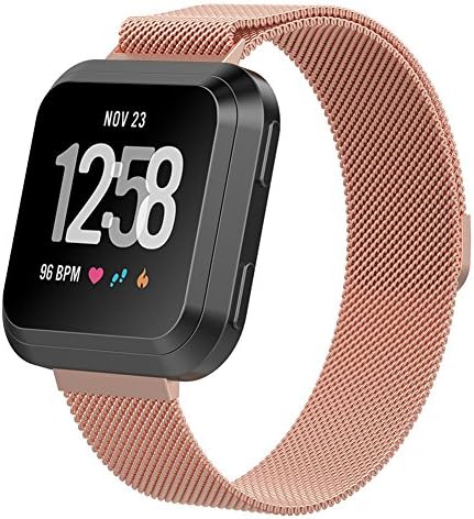 Alotm Fitbit Versa Bands for Women Men Small & Large, Milanese Loop Stainless Steel Metal Replacement Accessories Bracelet Strap with Magnet Lock for Fitbit Versa