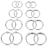 ORAZIO 16PCS 20G Stainless Steel Hoop Nose Rings for Women Men Captive Bead Ring Ear Piercing Body Jewelry Silver Tone 6mm 8mm 10mm 12mm
