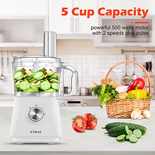 KTMAII Compact Food Processor Blender Combo, 5 Cup Bowl, Dough Blade