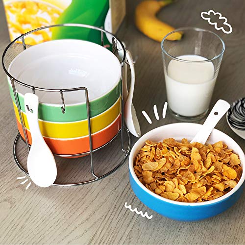 Uno Casa Ceramic Bowls - 4 Piece Serving Bowls for Cereal, Soup and Ice Cream - 12 oz