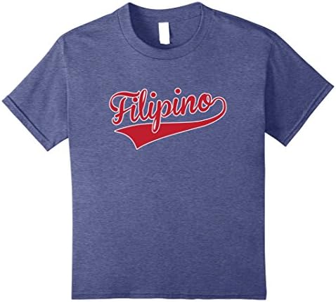 Kids Filipino Script T-Shirt Proud Pinoy Philippines Baseball 8 Heather Blue