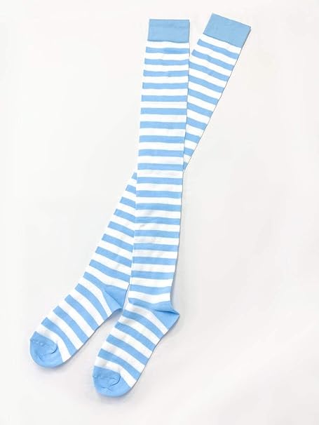 Amazon Co Jp ハイソックス ソックス 靴下 Wns 06s ボーダー柄 スーパーロング オーバーニーソックス サックス ホワイト 膝上丈 しましま ニーソ おもちゃ