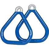 Swing Set Stuff Commercial Coated Triangle Trapeze Rings with SSS Logo Sticker, Blue