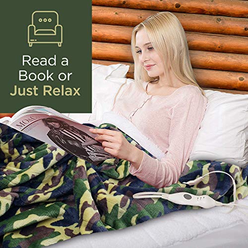 Dr Relief Electric Heated Throw Blanket Fleece with Controller, 4 Hours Auto Shut-Off, Fast Warming, Full-Body Comfort, Luxuriously Soft, Machine Washable, 50" x 60", Micromink for Cozy Couch or Bed