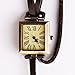 Simple Leather Vintage Female Bracelet Quartz Watch Square Wristwatch Brown