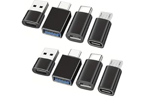 8pcs USB to USB C Adapter, Micro USB to USB C Female Male Converter Connector for Laptop Car Smartphone Headphone Mic PC