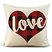 FIBEROMANCE Valentines Red and Black Buffalo Check Plaid Love Pillow Covers Decorative Cushion Case for Sofa Couch Bedroom Spring Home Decor Cotton Pillowcase 18 x 18 Inch