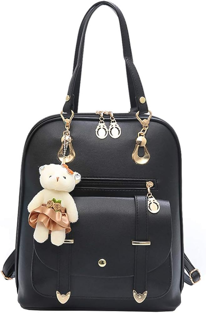 Cute PU Leather Mini Backpack Casual Waterproof School Bag Travel Daypacks Small Purse for Teen Girls and Women