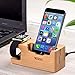 USB Charging Stand - Tendak Phone Stand with 3 USB Port Bamboo Wood Charging Dock Station for 38mm and 42mm Apple Watch & iPhone 6 6 Plus 5S 5 7 7 Plus and Other Smartphone