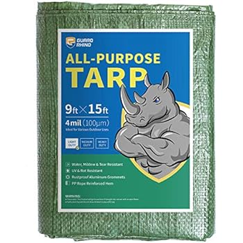 GUARD RHINO Tarp 9x15 Feet Green Multi Purpose Waterproof Poly Tarp Cover 4mil