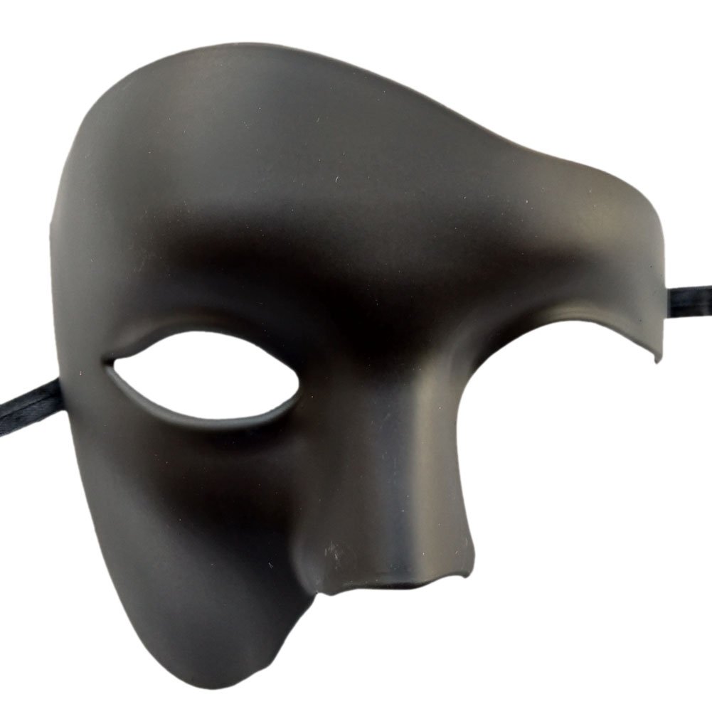 Coolwife Masquerade Mask Vintage Phantom Of The Opera One Eyed Half Face Costume (Matt Black)