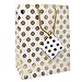 12 Large Metallic Gold and White Gift Bags for Women Baby Shower Birthday Wedding Graduation for Men Kids Girls Adults Boys Teens in Exquisite Designs: Polka Dots, Stripes & Chevron