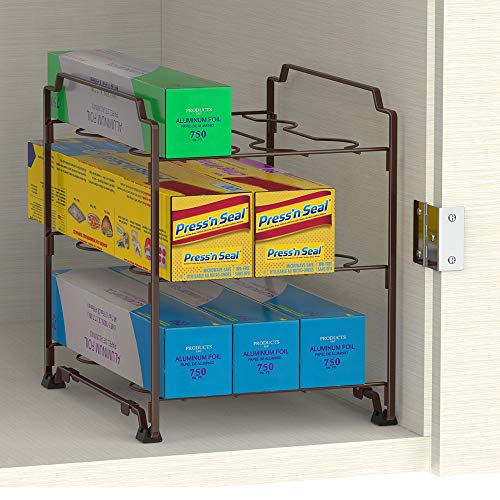 3Tier Kitchen Wrap Organizer Rack，Stackable Kitchen and