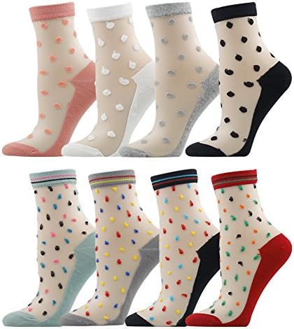 Sheer Short Socks, Ristake Women's Frill Lace Colorful Cute Fashion Pattern Fishnet Sheer Transparent Elastic Short Ankle Dress Socks