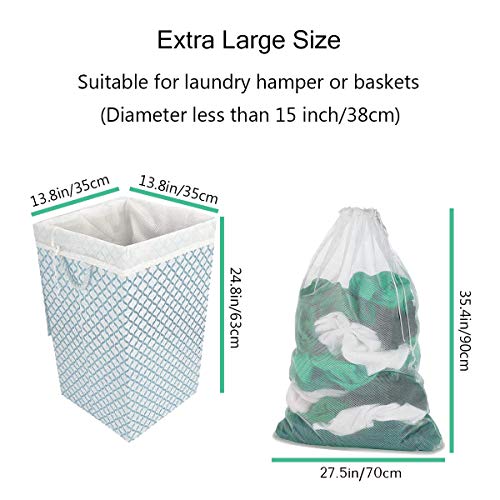 Meowoo White Drawstring Mesh Laundry Bags for Washing Machine, 27Ã—35inch Extra Large Washing Bag Net for Delicates