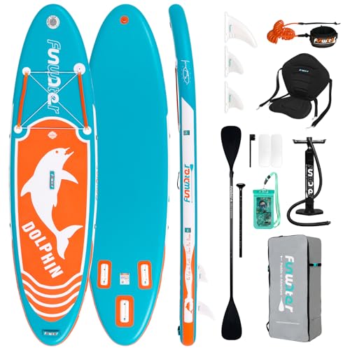 FunWater 10'6'' Aufblasbares Stand Up Paddle Board Ultraleichtes SUP mit ISUP 3 Finnen Verstellbarem Paddel Pumpe Rucksack Sicherheitsleine Sitz Kompl