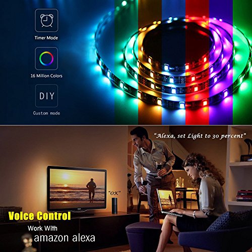 COOSA LED Strip Lights Wifi Wireless Smart Phone Control 5M 16.4Ft 300 LED Light Strips Kit 5050 RGB Waterproof IP65 Compatible with Alexa Google Home IFTTT Android and iOS for Home,Party,Ad Decor,Bar