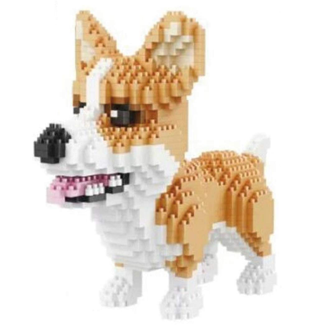 Welsh Corgi (Pembroke) dog. Figure to assemble with nanoblocks. 1380 pieces.