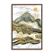 signwin Framed Canvas Wall Art Golden Forest Canvas Prints Home Artwork Decoration for Living Room,Bedroom - 24x36 inches