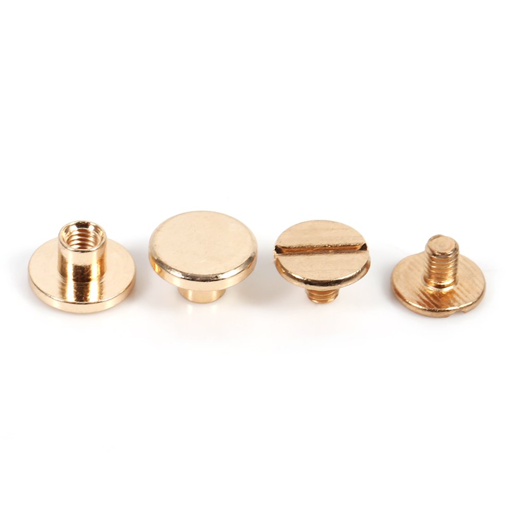 10 Sets Solid Brass Button Stud Screw Nail Screwback for Clothing Leather Rivet Belt Craft,Gold Color,5/6.5/8mm(5mm)