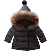 Mallimoda Baby Boys Girls Down Jacket Toddler Winter Warm Puffer Down Coat Cotton Hooded Fur Snowsuit