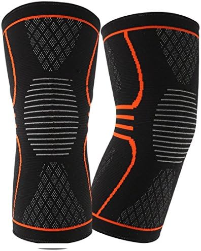 EveShine Knee Compression Sleeve Support (1 Pair), Best Compression Knitted Knee Support Brace with Gel Strips for Running, Sports, Jogging, Basketball, Injury Recovery for Men & Women